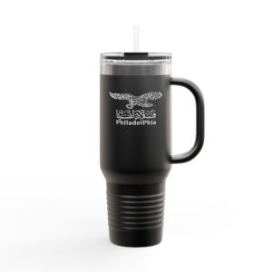 Philadelphia Calligraphy Arabic Eagle Insulated Travel Mug - 40oz Coffee/Water Tumbler with Straw